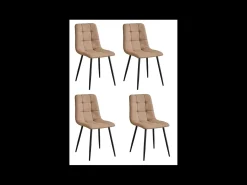 Pack de 4 sillas Md-Portland tapizadas en tejido marrón canela, 88cm(alto) 43cm(ancho) 47