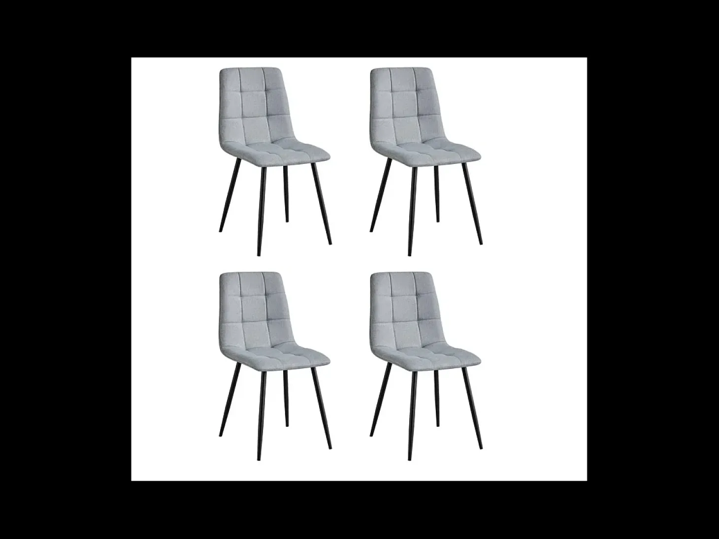 Pack de 4 sillas Md-Portland tapizadas en tejido gris, 88cm(alto) 43cm(ancho) 47.5cm(fondo