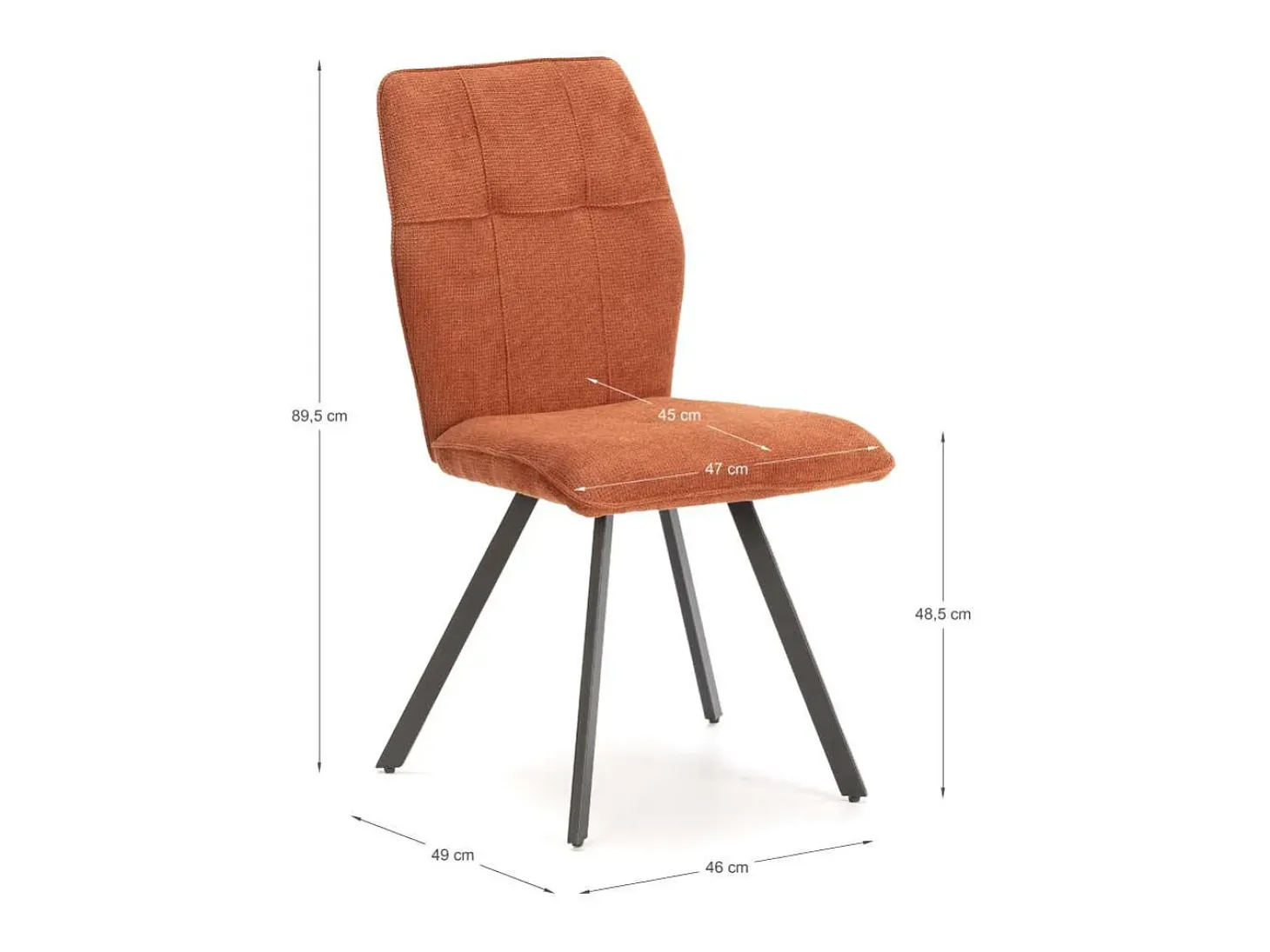 Pack de 4 sillas md-Unai tapizado textil marrón, 89cm(alto) 47cm(ancho) 60cm(largo)