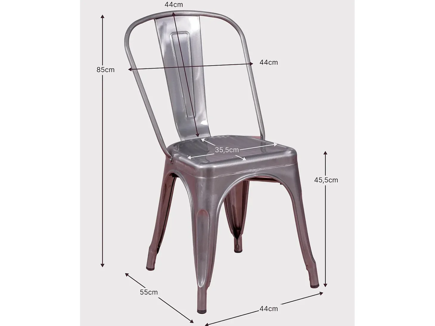 Pack de 4 sillas metálicas apilables - Bistro - Blanco