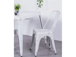 Pack de 4 sillas metálicas apilables - Bistro - Blanco