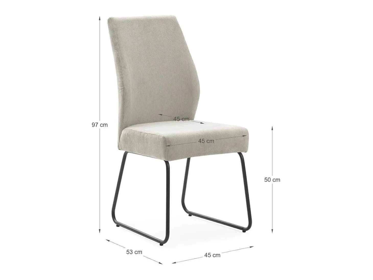 Pack de 4 sillas modelo Alicia tapizado textil piedra, 97cm(alto) 45cm(ancho) 62cm(largo)
