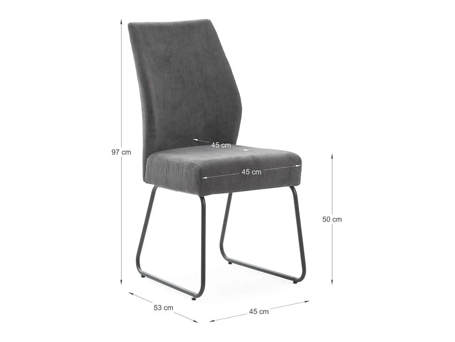 Pack de 4 sillas modelo Alicia tapizado textil gris antracita, 97cm(alto) 45cm(ancho) 62cm