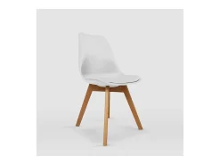 Pack de 4 sillas modelo Dana tapizadas en piel sintética blanco, 48.5cm(ancho ) 82.5cm(al