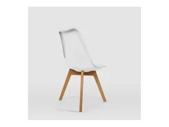 Pack de 4 sillas modelo Dana tapizadas en piel sintética blanco, 48.5cm(ancho ) 82.5cm(al