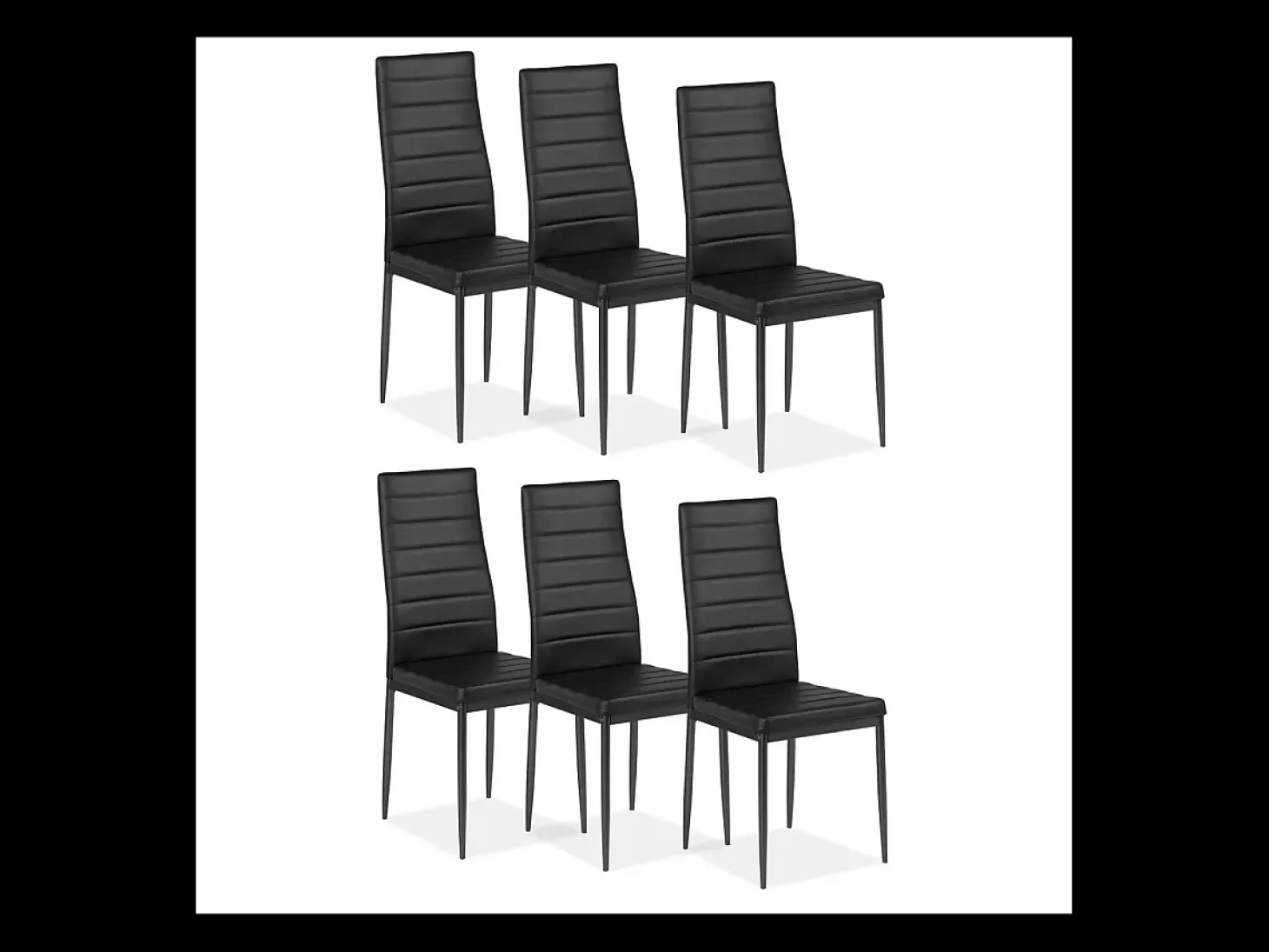 Pack de 6 sillas modelo Daniela tapizadas en polipiel negro, 96cm(alto) 44cm(ancho) 44cm(l
