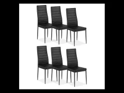Pack de 6 sillas modelo Daniela tapizadas en polipiel negro, 96cm(alto) 44cm(ancho) 44cm(l