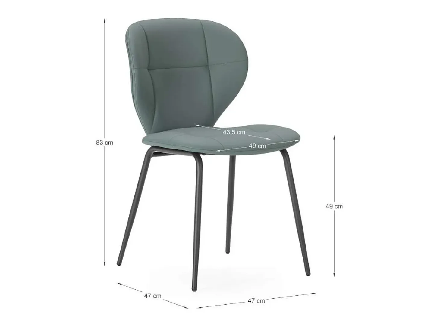 Pack de 2 sillas modelo Fauna tapizado polipiel verde, 83cm(alto) 50cm(ancho) 57cm(largo)