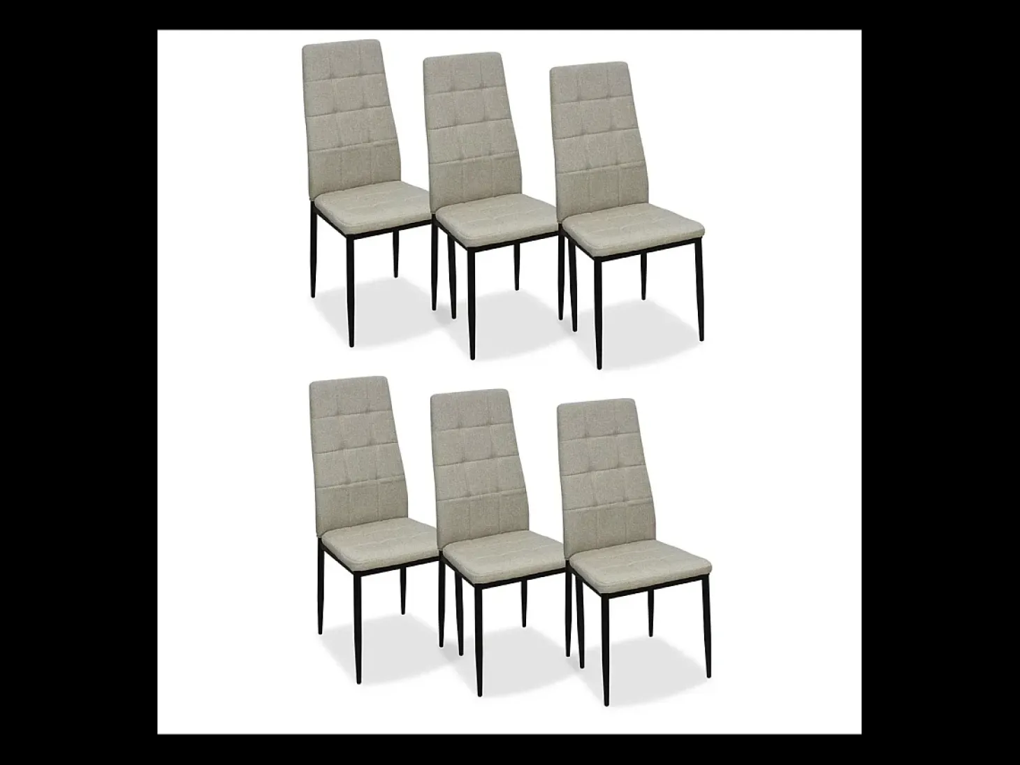 Pack de 6 sillas modelo Latina tapizadas en textil beige, 96cm(alto) 44cm(ancho) 45cm(larg