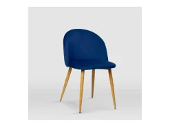 Pack de 4 sillas modelo Mercedes tapizadas en terciopelo azul índigo, 51cm(ancho ) 78cm(a