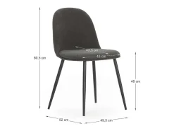 Pack de 4 sillas para cocina o comedor Dalila tapizado textil gris oscuro, 48/80cm(alto) 4