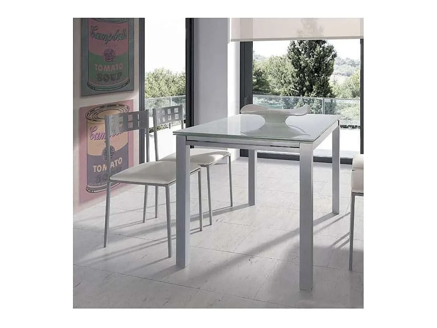 Pack de 4 sillas para salón o cocina acabado blanco, 83 cm(alto)46 cm(ancho)39 cm(largo)