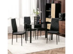 Pack de 4 sillas Satai Homcom tapizado negro 97x41x50 cm