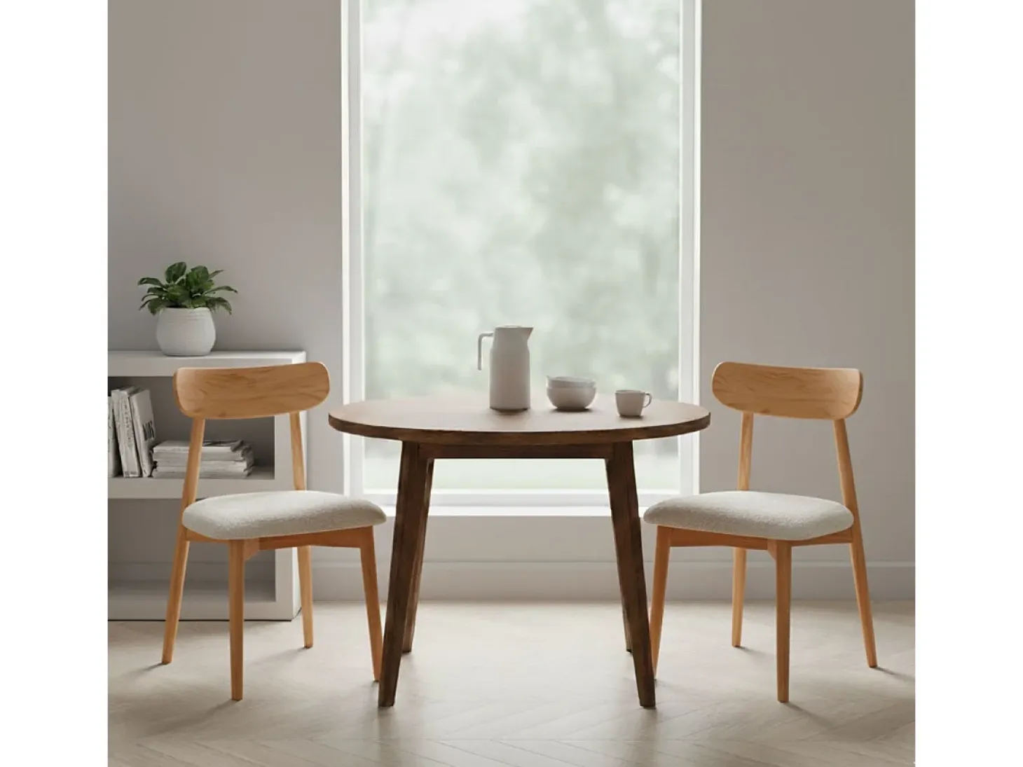 Pack de 2 sillas Shia asiento acolchado beige/natural 83x49x42 cm Adec