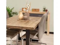 Pack de 4 Sillas Tapizadas para Salón y Comedor – Acabado Marengo con Patas Cromadas de Aluminio, Medidas: 42,5 cm x 52 cm x 99 cm