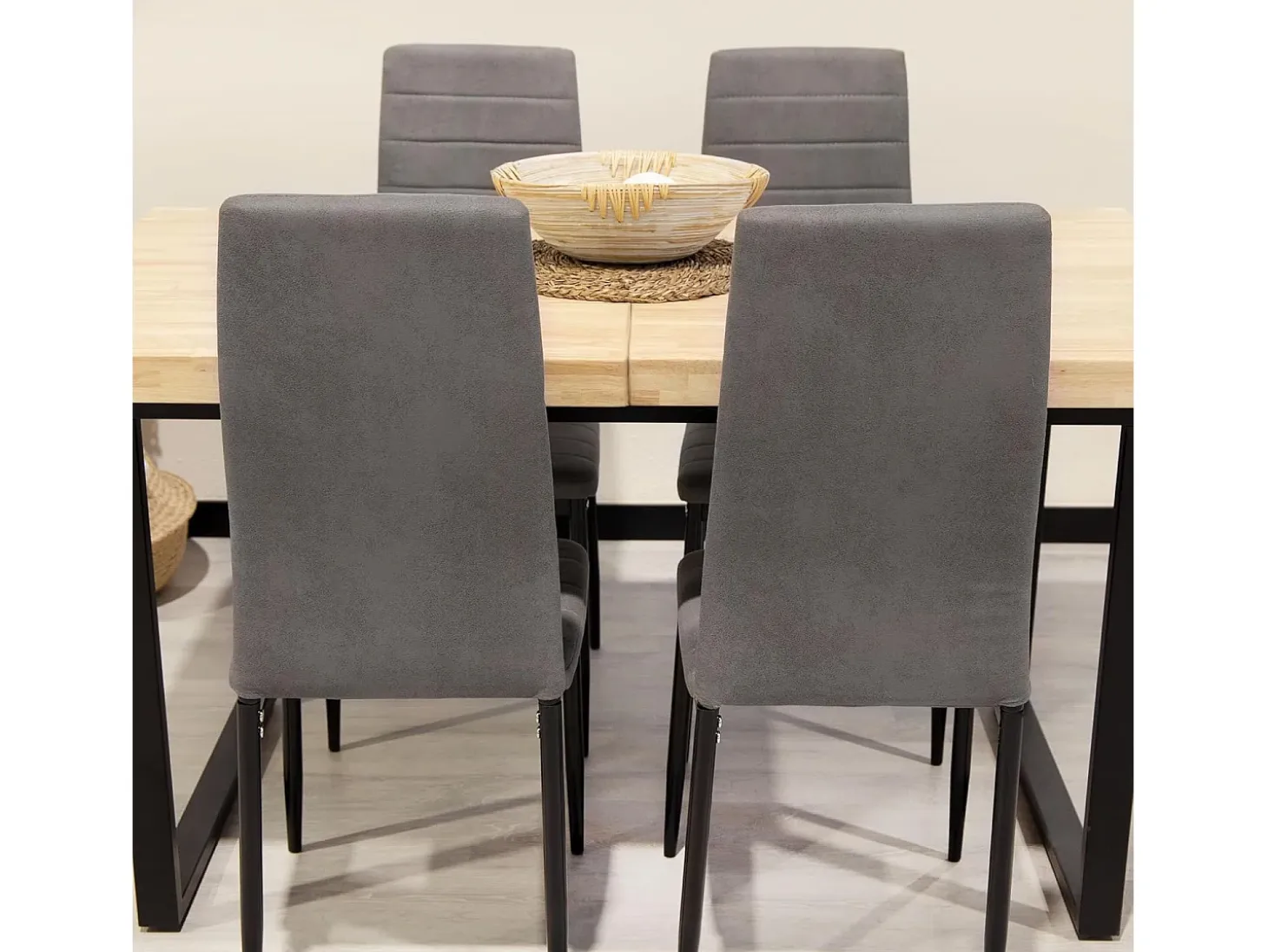 Pack de 6 Sillas Tapizadas para Comedor/Salón – Marengo y Patas Negras en Aluminio, Dimensiones: 40 cm x 42 cm x 96 Cm