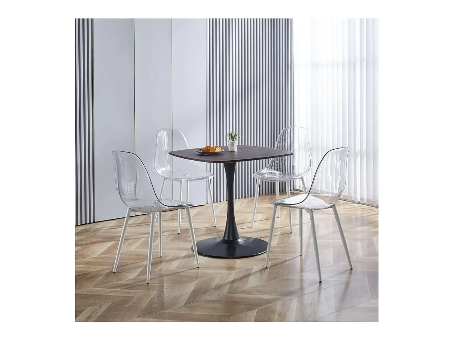 Pack de 4 sillas Telma respaldo alto transparente 85x46,5x50 cm Adec