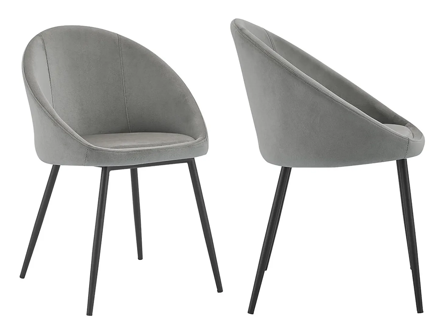 Pack de 2 sillas vintage de terciopelo gris DIANE