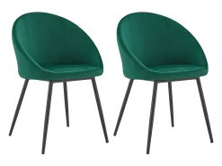Pack de 2 sillas vintage de terciopelo verde DIANE
