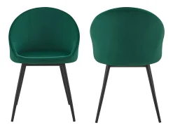 Pack de 2 sillas vintage de terciopelo verde DIANE