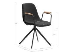 Pack de 2 sillones giratorias modelo Tajo con brazos tapizado textil negro, 81cm(alto) 61c