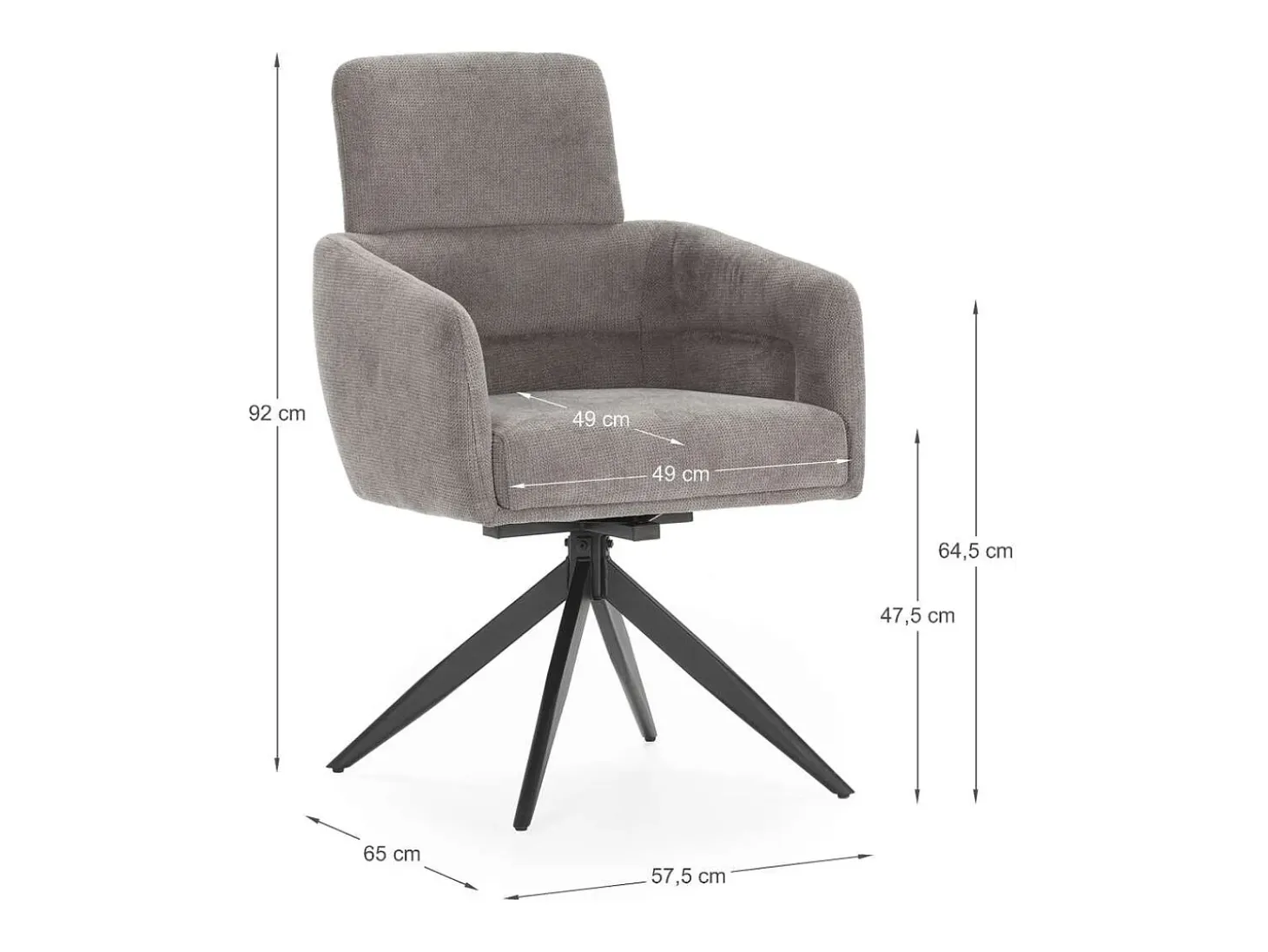 Pack de 2 sillones giratorios modelo Maggie tapizado textil gris oscuro, 93cm(alto) 58cm(a