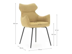 Pack de 2 sillones modelo Dimitri tapizado textil mostaza, 90cm(alto) 60cm(ancho) 65cm(lar