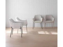 Pack de 4 sillones tapizados en chenilla color beige