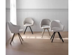 Pack de 4 sillones tapizados en chenilla color crema