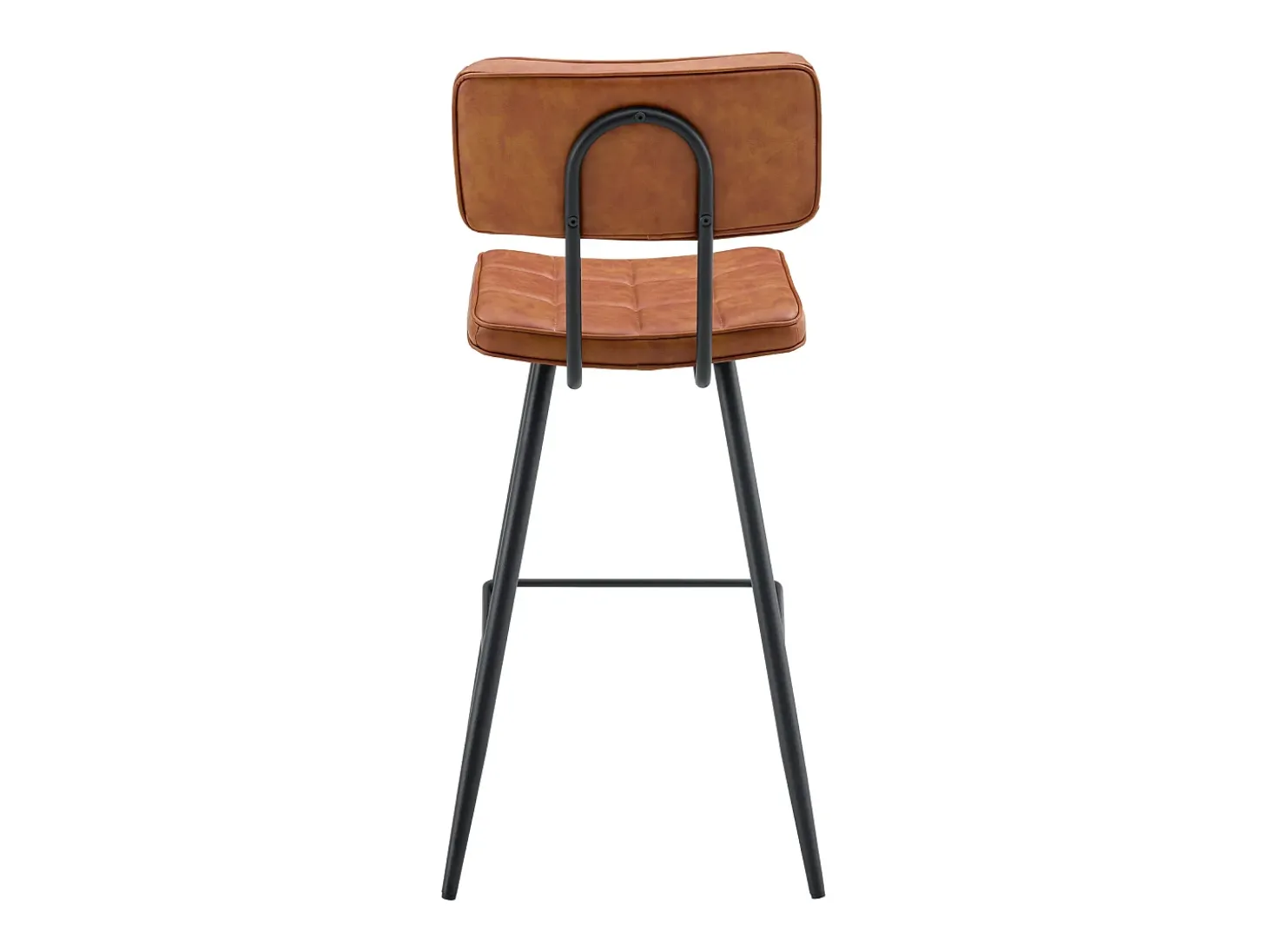 Pack de 2 taburetes de bar FERNAND de polipiel color coñac - HAPPY GARDEN