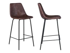 Pack de 2 taburetes de bar vintage LUCIEN marrón Altura del asiento 65cm