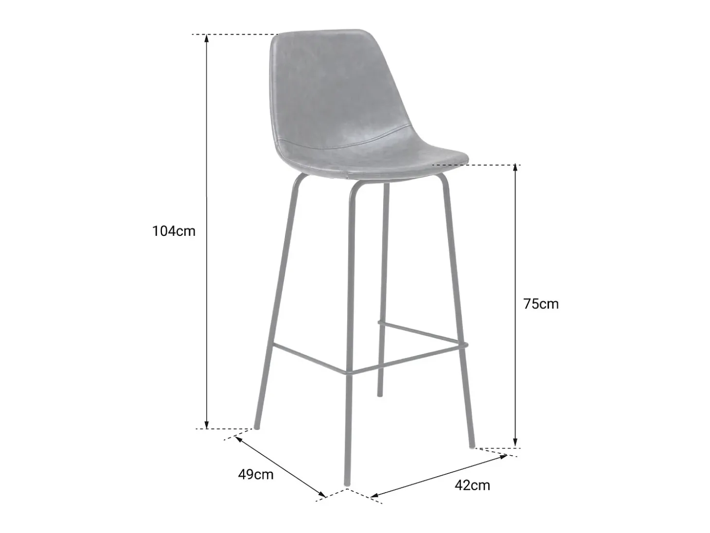 Pack de 2 taburetes de bar vintage naranja cognac altura del asiento 75cm LUCIEN - HAPPY GARDEN