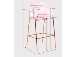 Pack de 2 taburetes de diseño tapizados en terciopelo - Cruiser - Rosa