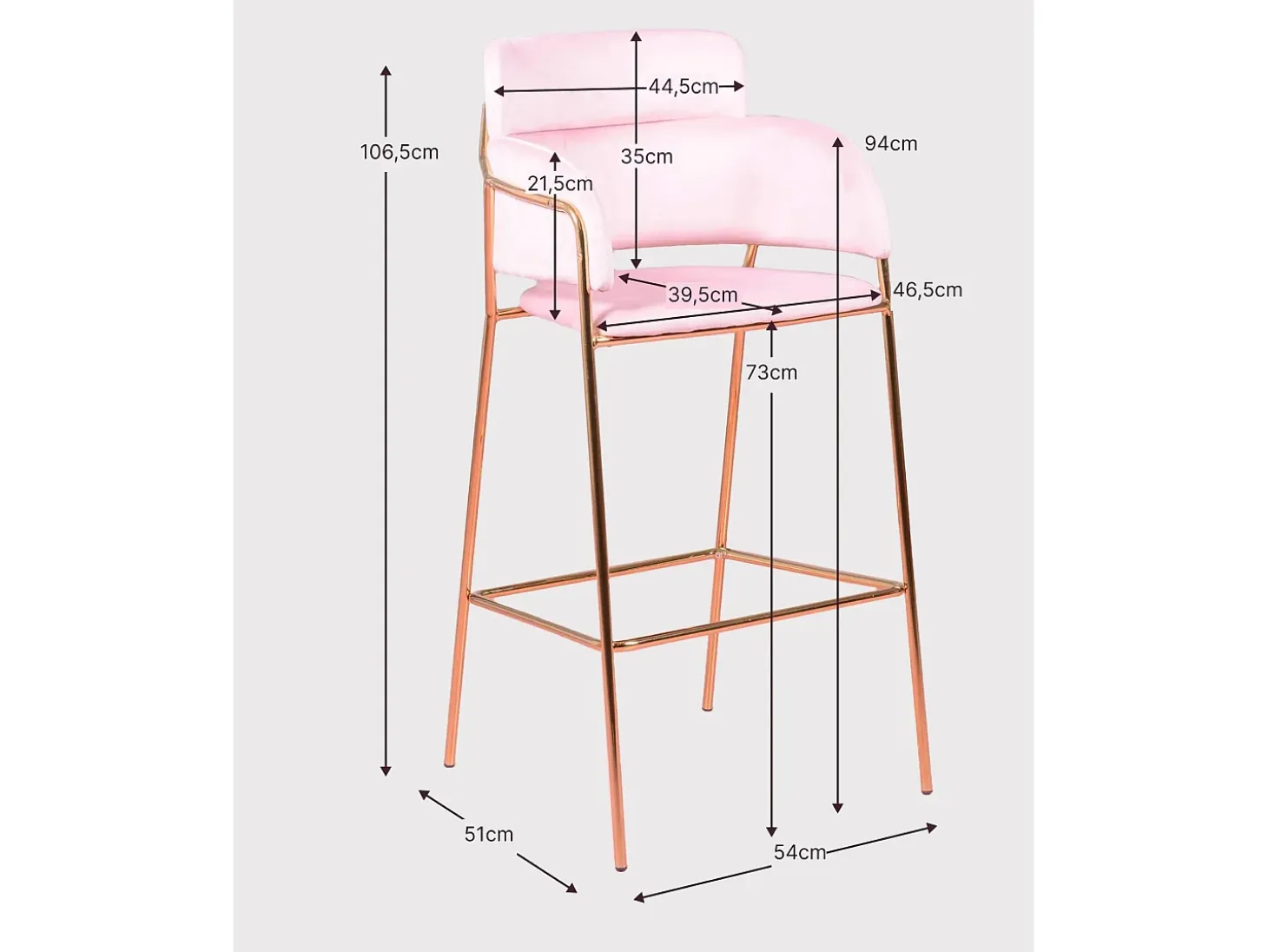 Pack de 2 taburetes de diseño tapizados en terciopelo - Cruiser - Rosa