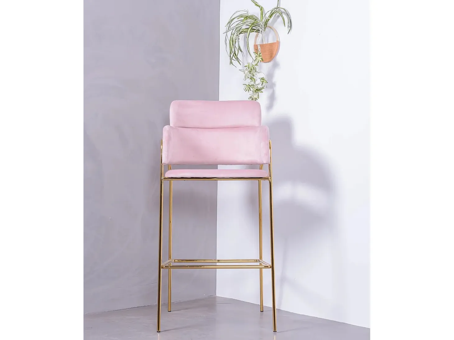 Pack de 2 taburetes de diseño tapizados en terciopelo - Cruiser - Rosa