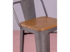 Pack de 4 taburetes envejecidos con asiento de madera - Bistro - Antique