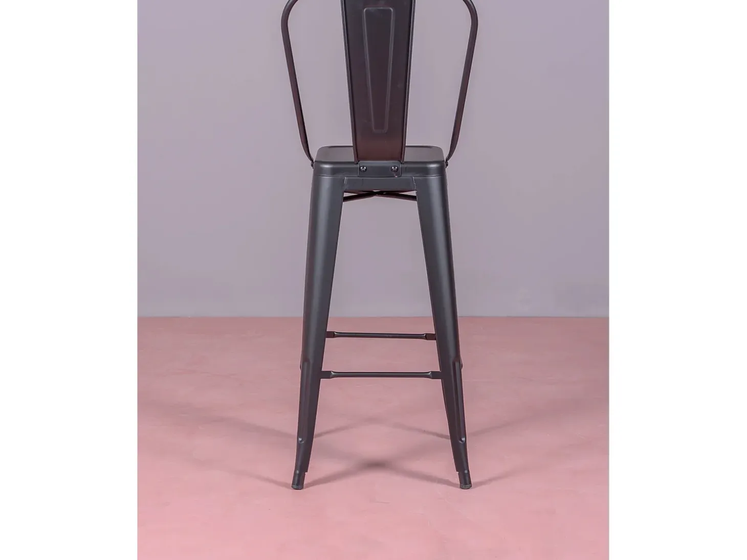 Pack de 4 taburetes metálicos con respaldo alto - Bistro - Negro