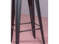 Pack de 4 taburetes metálicos con respaldo alto - Bistro - Negro