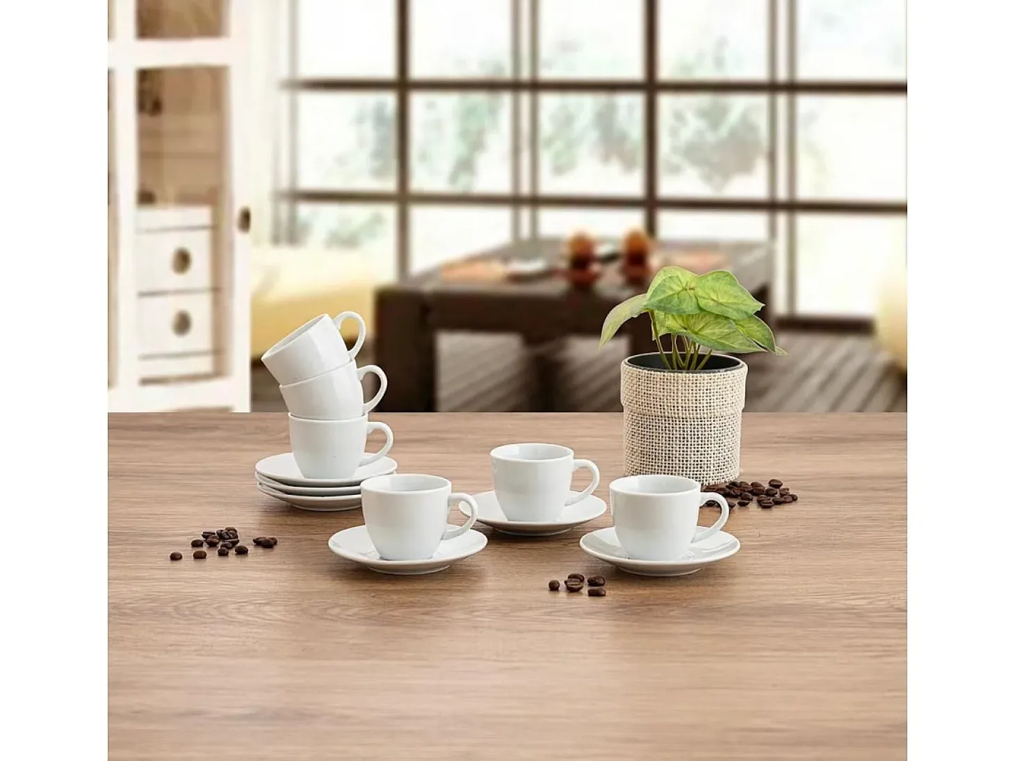 Pack de 6 tazas New Renova Quid con plato porcelana blanco