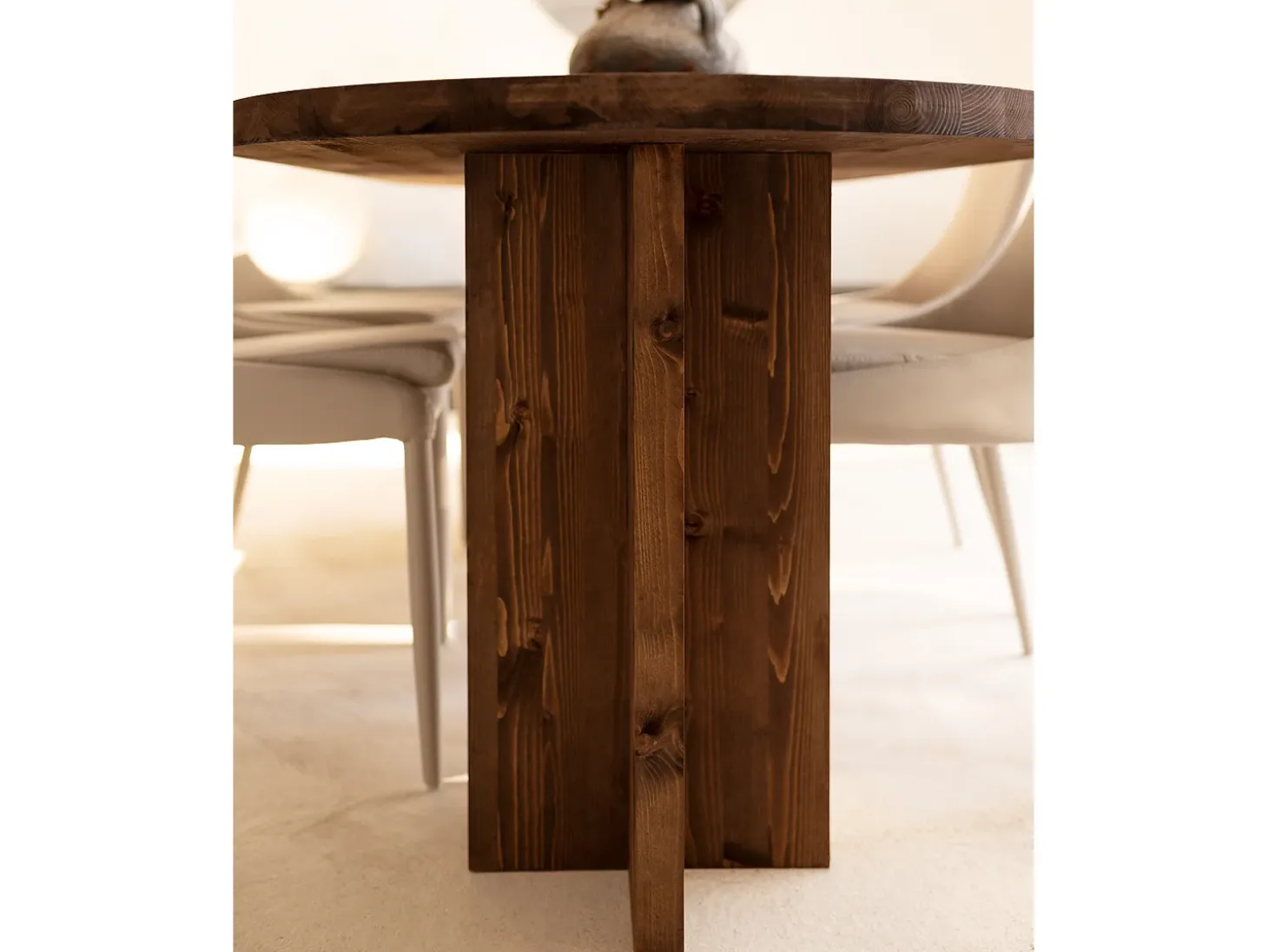 Pack de mesa de comedor de 180x80cm y banco de 140x45cm de madera maciza de abeto Decowood en tono nogal - TOKYO - DECOWOOD
