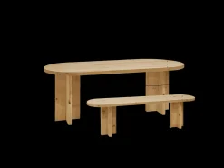 Pack de mesa de comedor de 180x80cm y banco de 140x45cm de madera maciza de abeto Decowood en tono negro - TOKYO - DECOWOOD