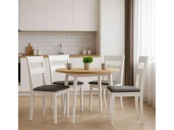 Pack de muebles de cocina Lita blanco y gris (4 sillas melamina tapizadas)