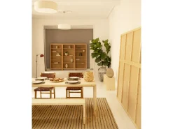 Pack mesa de comedor de 160x75cm y banco de 145x45cm rectangulares de madera de abeto maciza Decowood en tono natural - TELVA - DECOWOOD