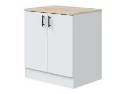 Pack Muebles Cocina Kira Modular Blanco Brillo Roble Canadian 4 Módulos