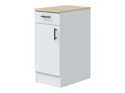 Pack Muebles Cocina Kira Modular Blanco Brillo Roble Canadian 4 Módulos