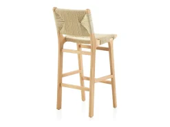 pack 2taburetes madera de hevea con asiento y respaldo trenzado