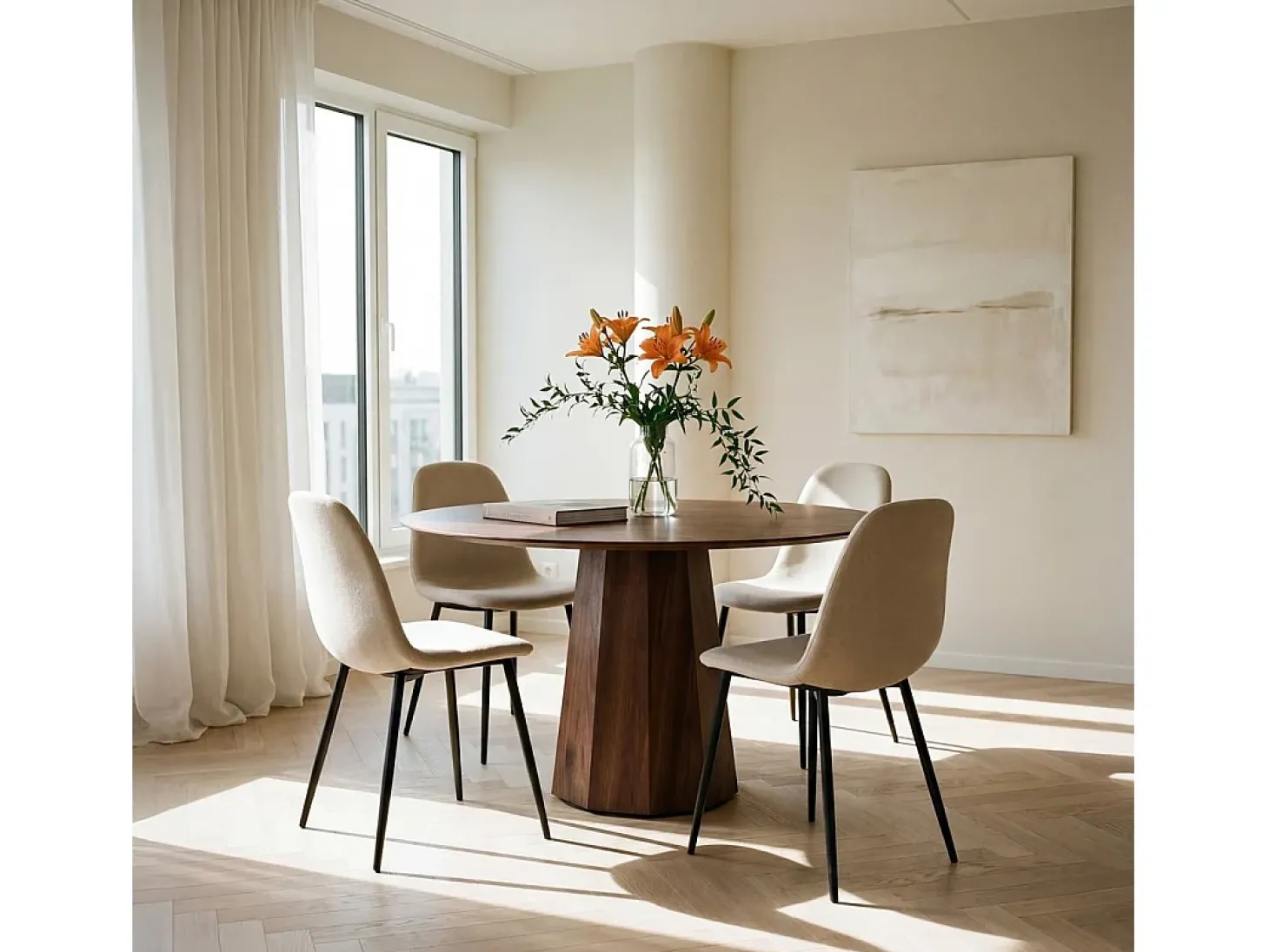 Packs 4 sillas Beige 45 x 86 cm