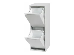 Papelera de reciclaje de pared con 2 compartimentos extraíbles 93 x 33 x 25 cm color blanco 03_0008198