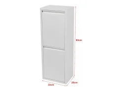 Papelera de reciclaje de pared con 2 compartimentos extraíbles 93 x 33 x 25 cm color blanco 03_0008198