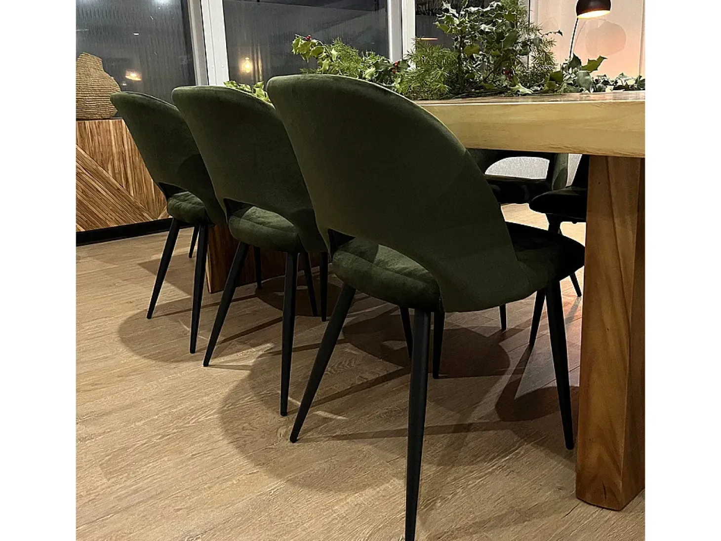 Paquete de 4 sillas de terciopelo amarillo y verde - Pénélope